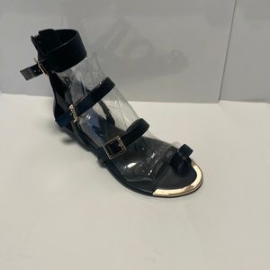 Beautiful Black Strappy Flat Sandal! New